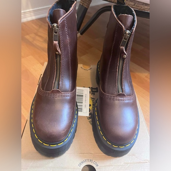 Dr. Martens Shoes - Dr. Martens Jetta dark Brown Leather Boots with Zipper